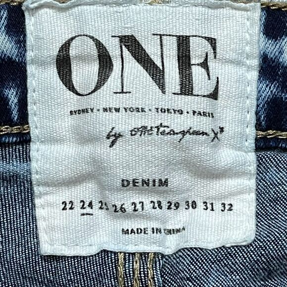 One by One Teaspoon Super Dupers Stretch Jeans Sz 24 Low Rise Frayed Button Fly - Picture 8 of 9